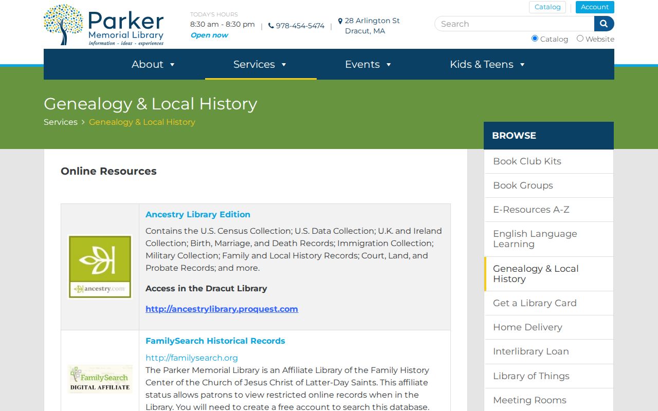 Dracut city directory library genealogy access