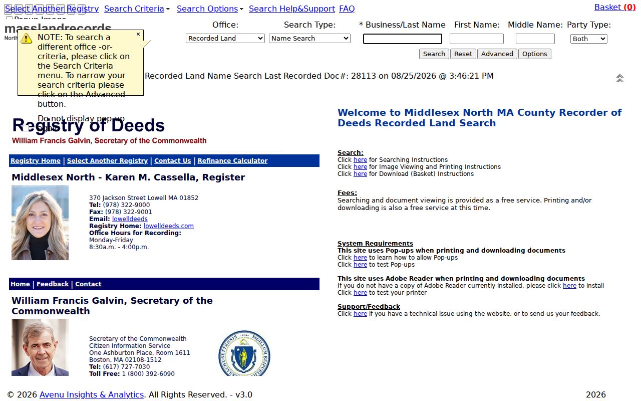 Dracut previous residents Middlesex North deed index search