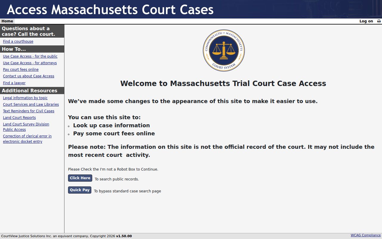 Dracut resident lookup using the MassCourts public search